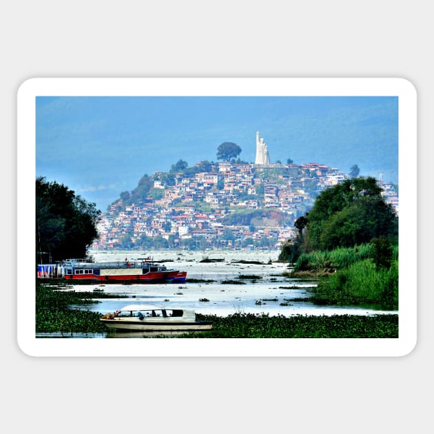 Vue sur l'ile Janitzio de Patzcuaro Sticker by franck380